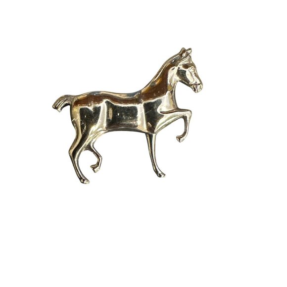 💖Vintage Silver-Toned Horse Brooch Pin Equestrian Jewelry Elegant - Picture 2 of 3